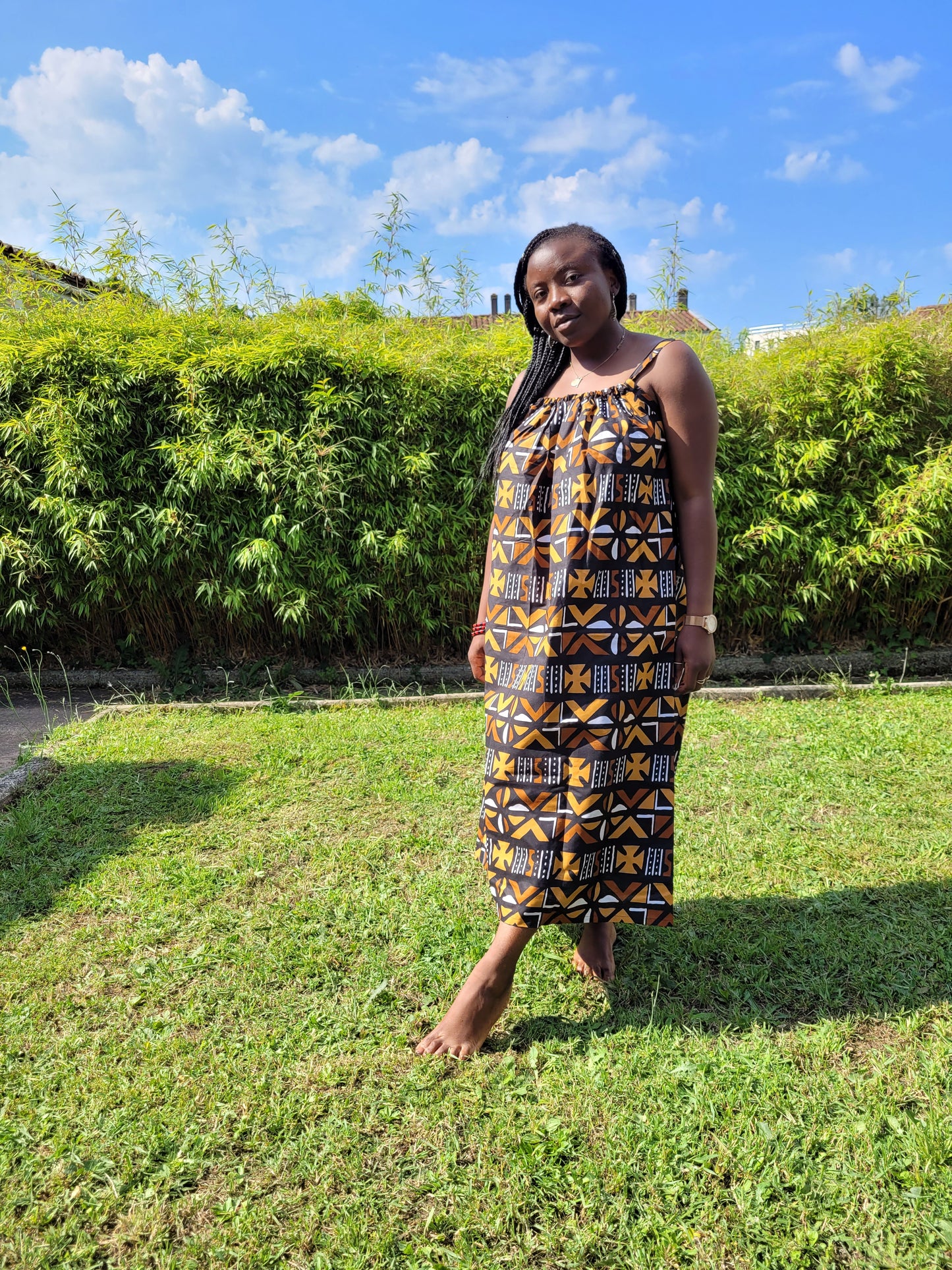 Robe longue Bogolan - fait main par nos artisans au Sénégal #ecoresponsable