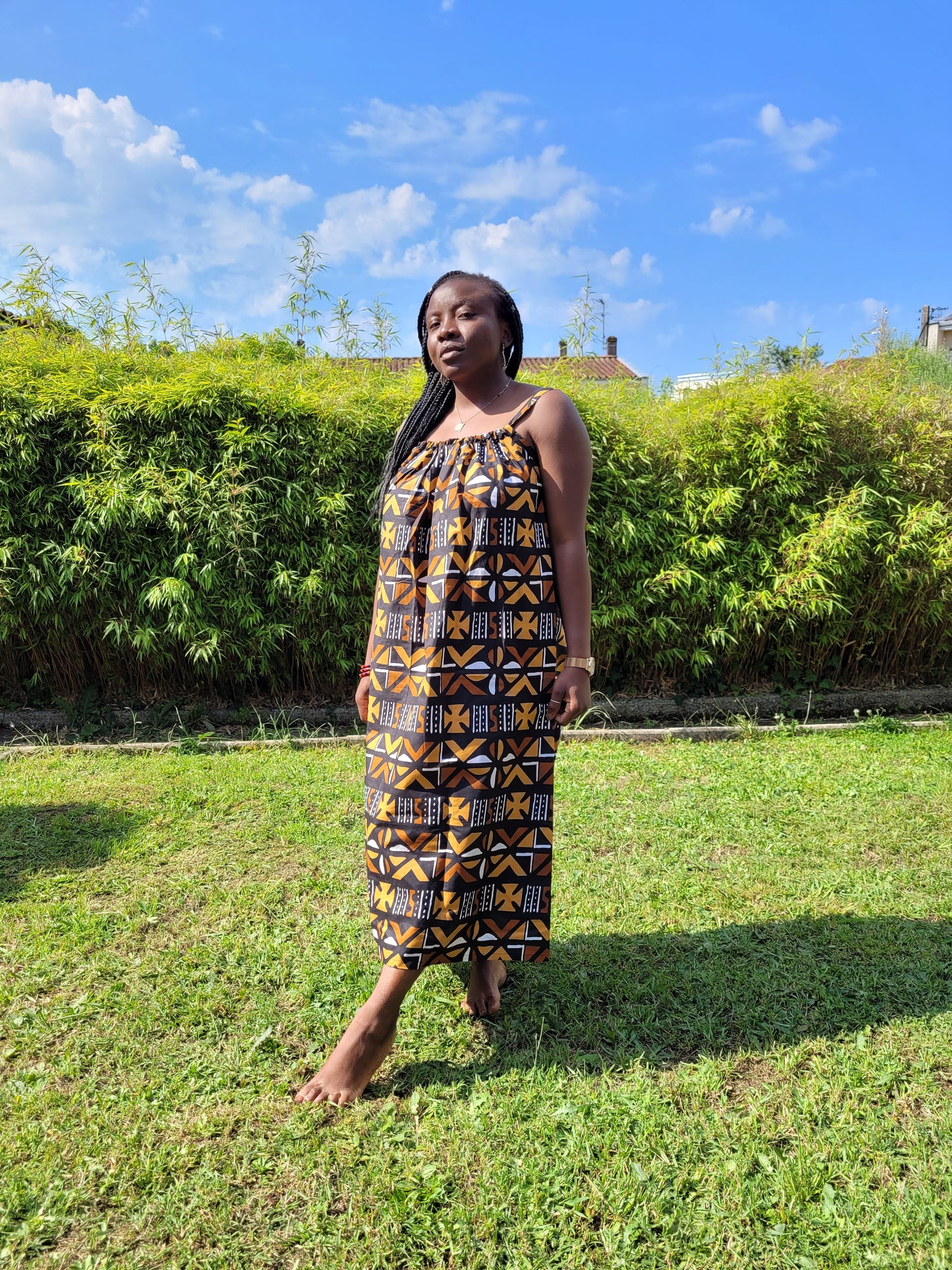 Robe longue Bogolan - fait main par nos artisans au Sénégal #ecoresponsable