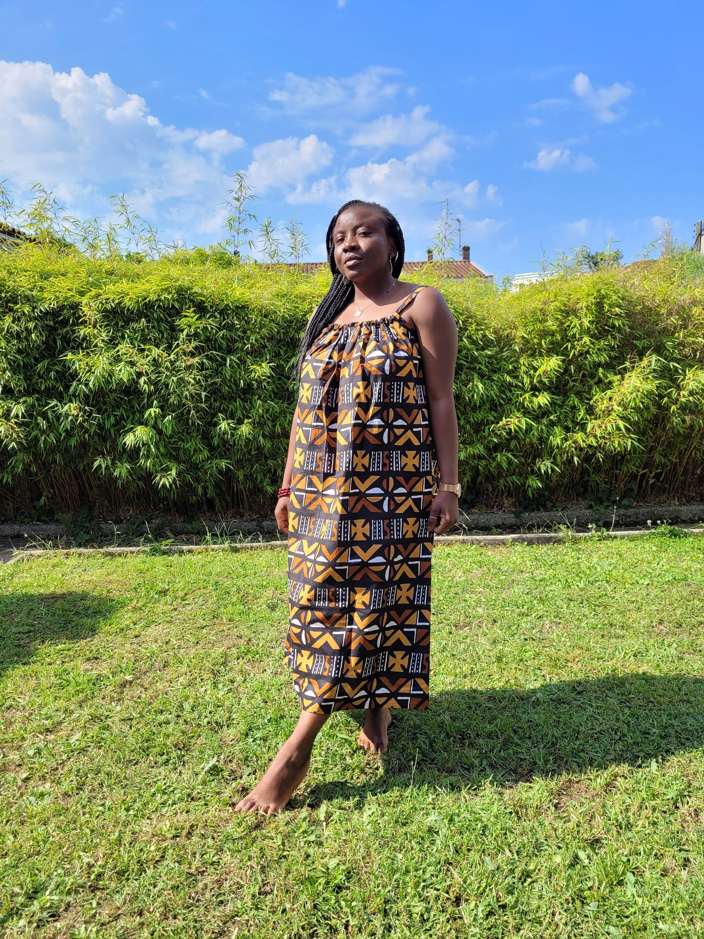 Robe longue Bogolan - fait main par nos artisans au Sénégal #ecoresponsable