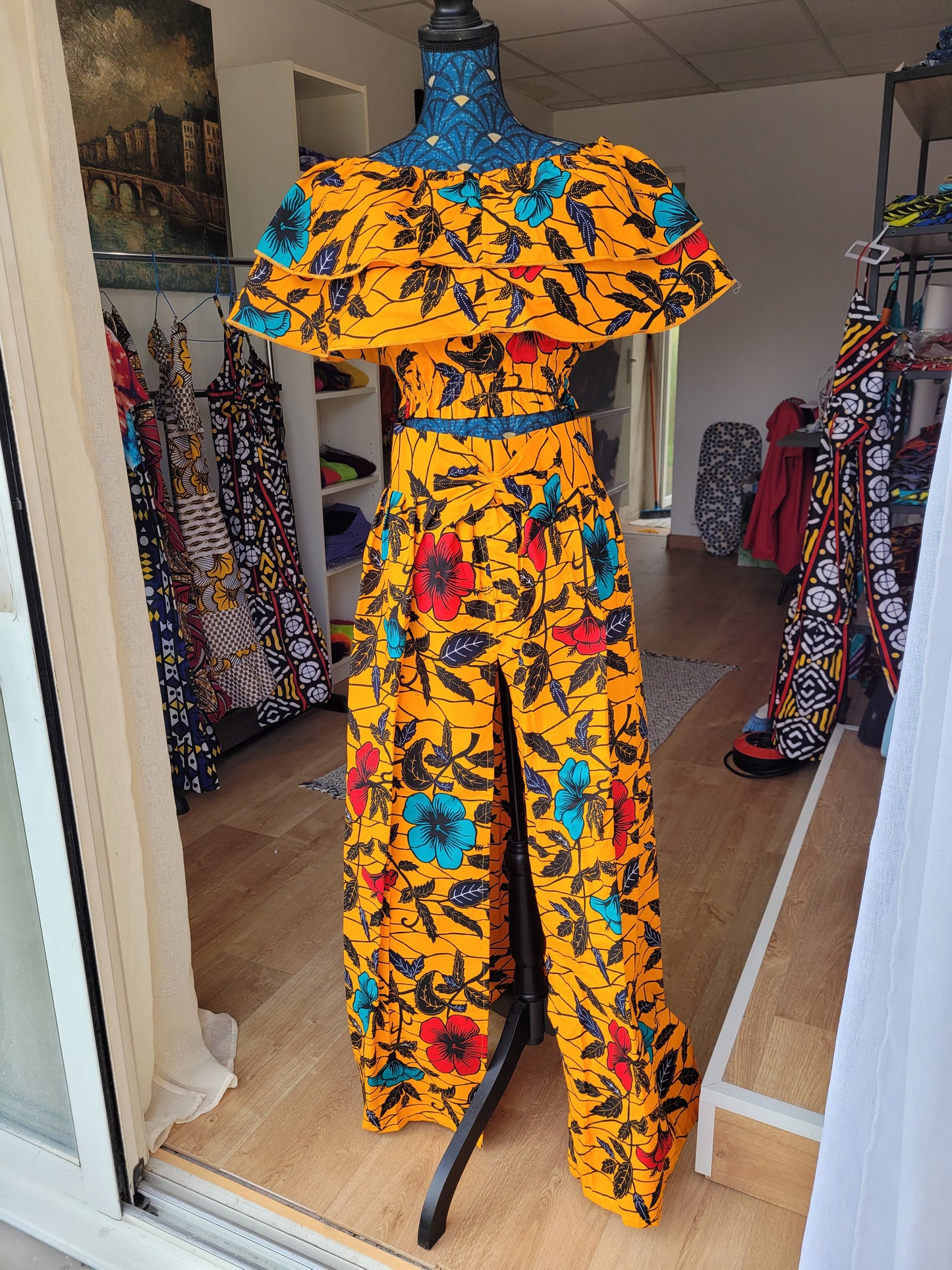 Jupe maxi orange avec fente