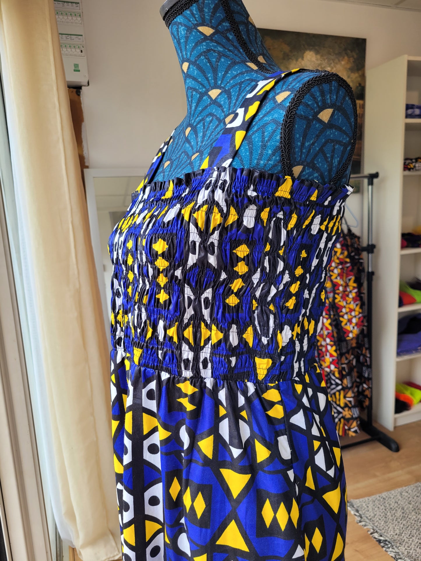 Robe longue tissu africain bleue