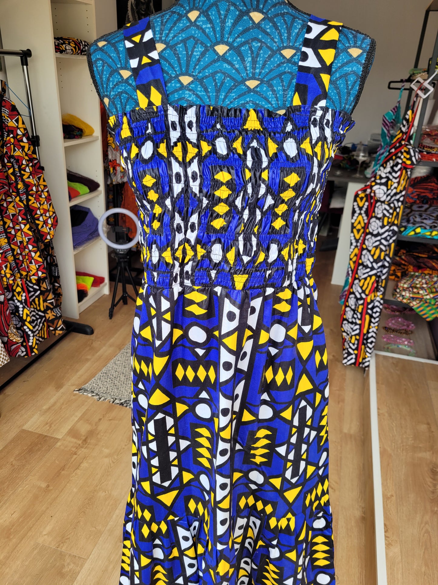 Robe longue tissu africain bleue