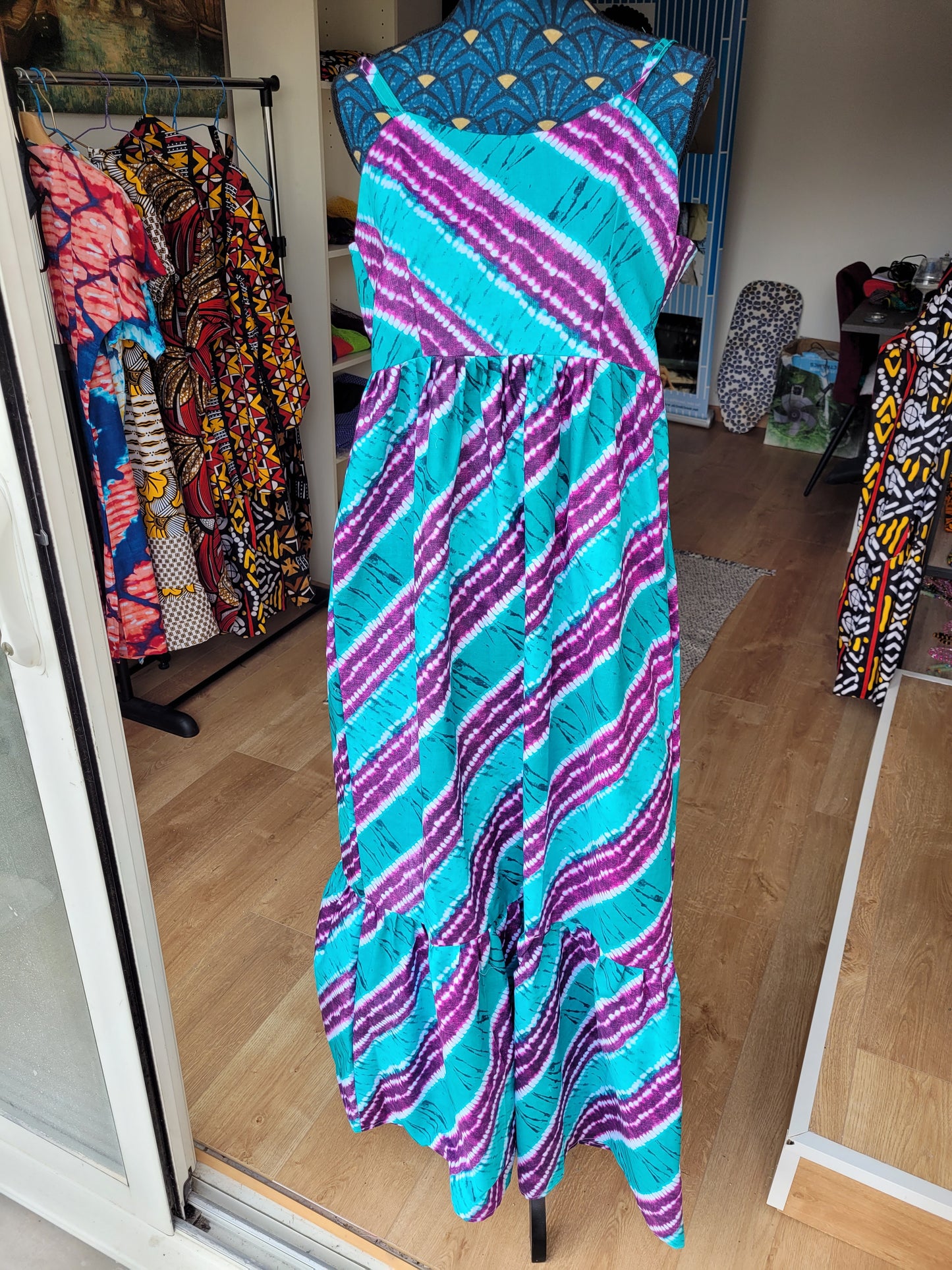 Robe Longue à noeud vert et violet