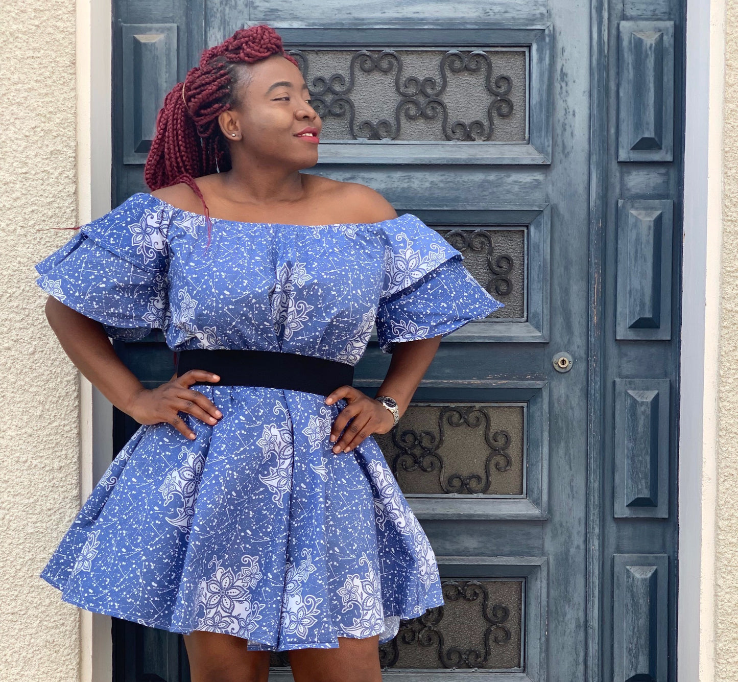 Kaba - Mini robe en tissu bleu