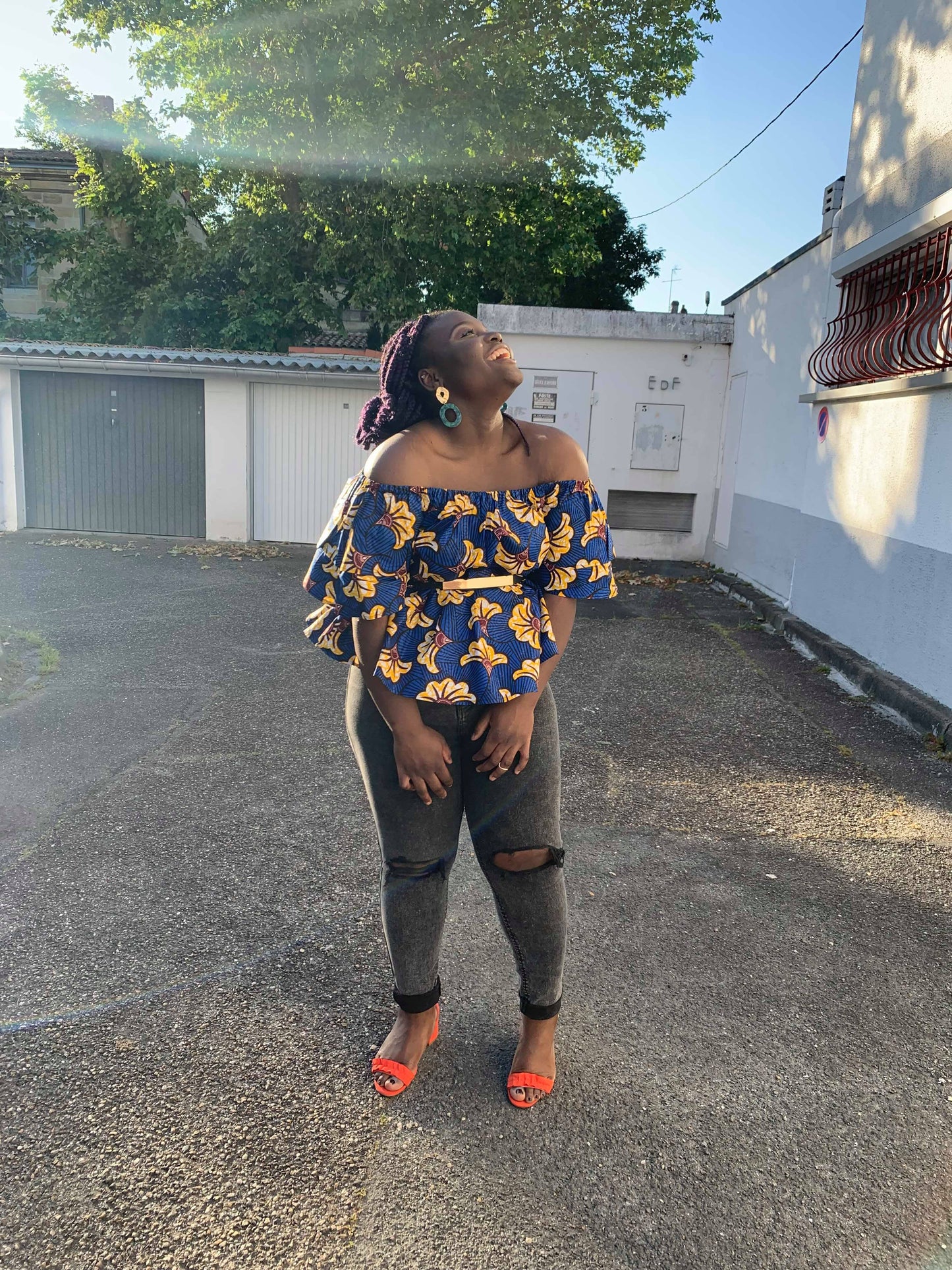 Top en tissu africain fleur du mariage