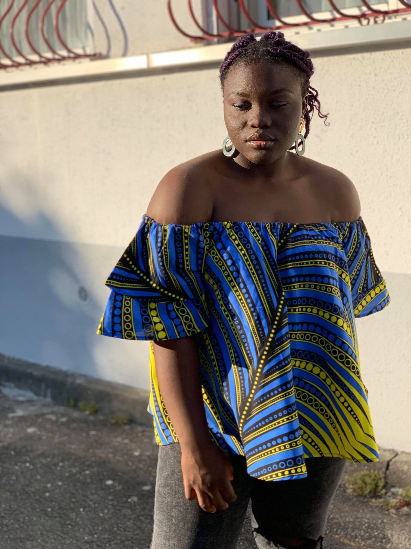 Top en tissu africain feuille