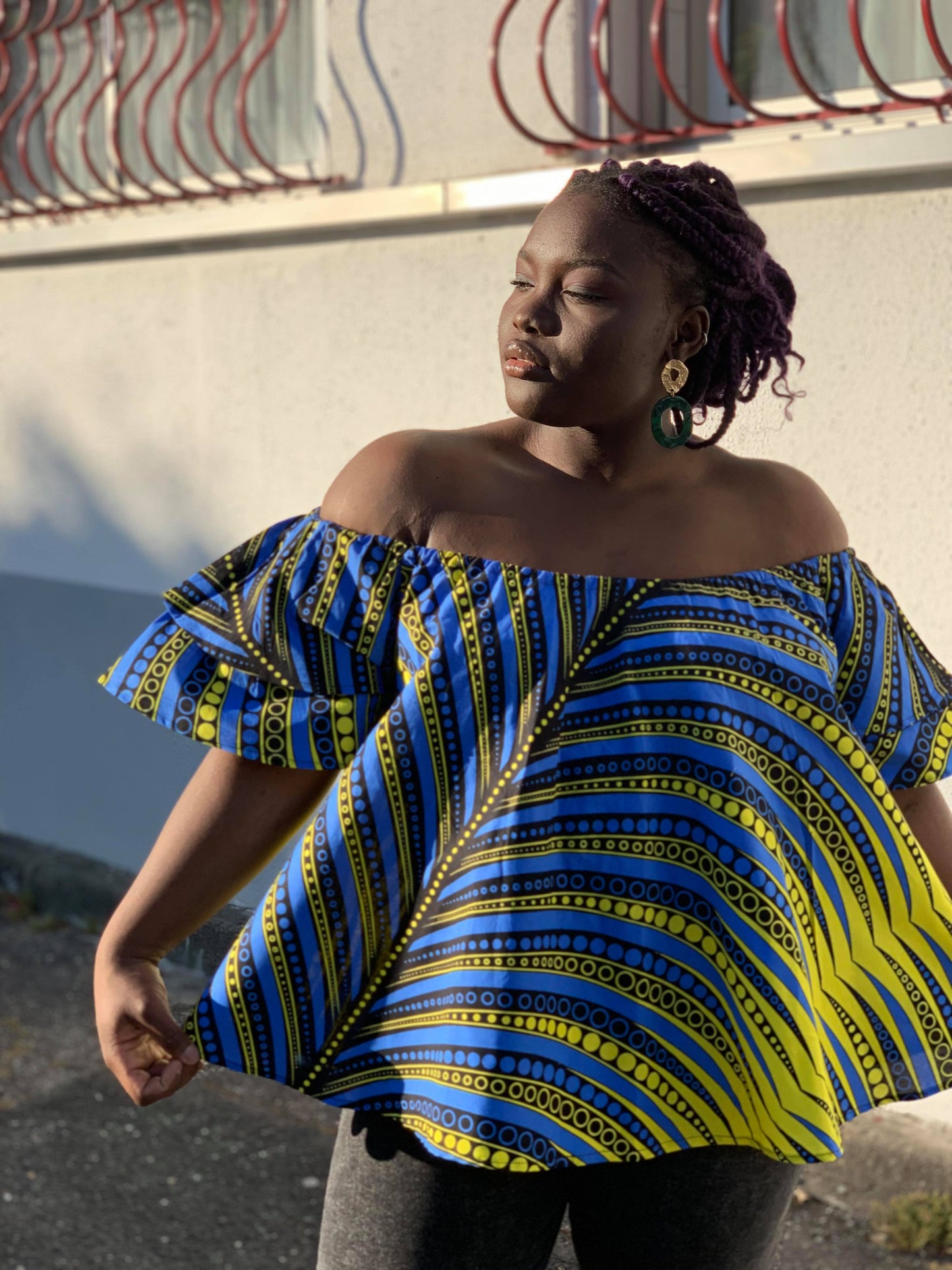 Top en tissu africain feuille