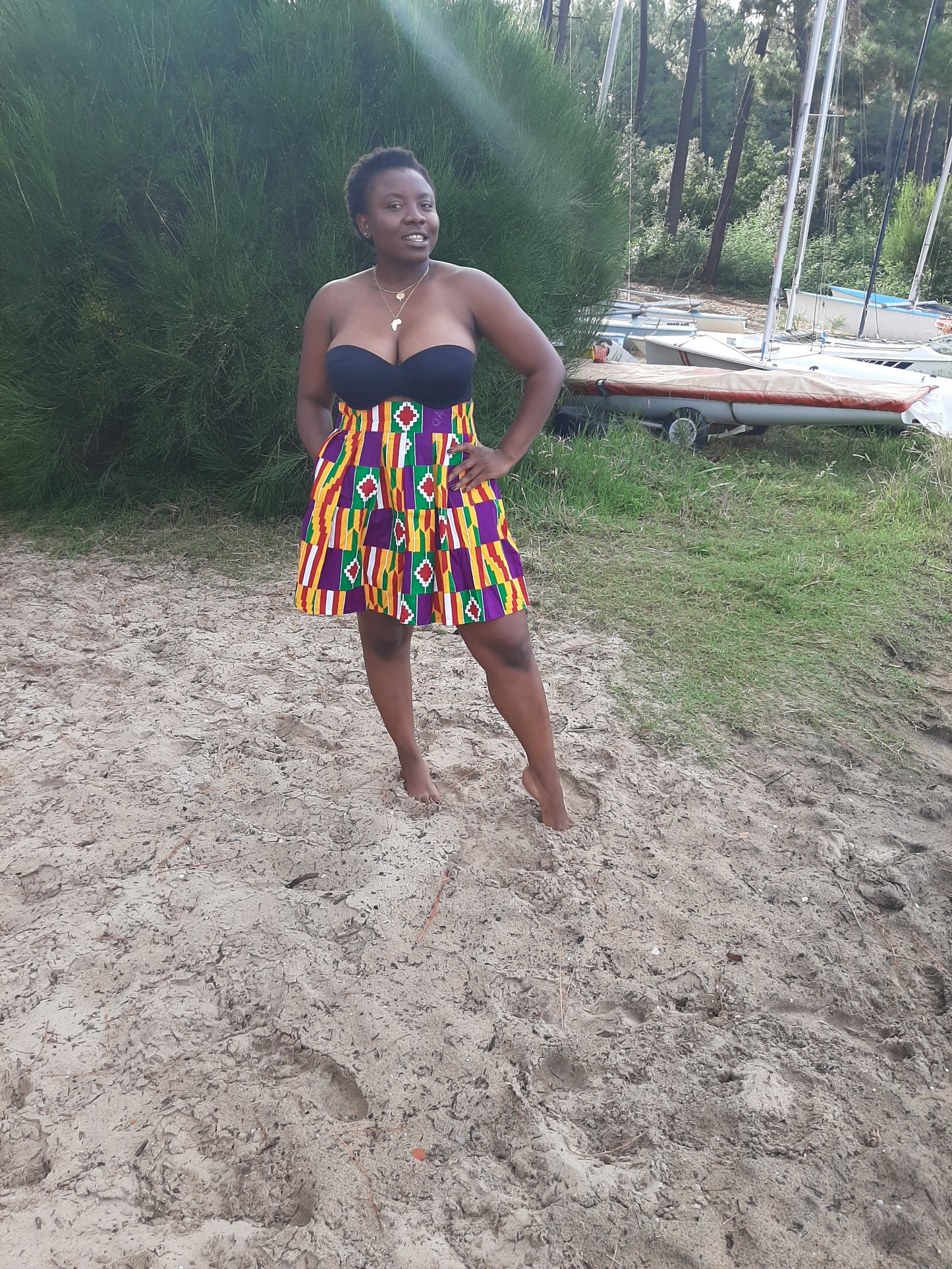 Jupe patineuse en tissu africain kenté