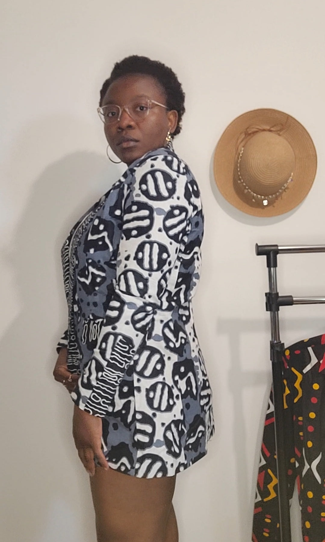 Blazer motif noir/blanc made in sénégal