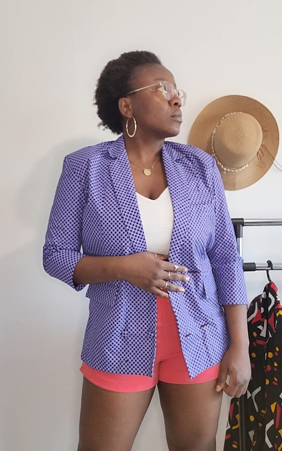 Blazer retro tissu wax damier made in sénégal