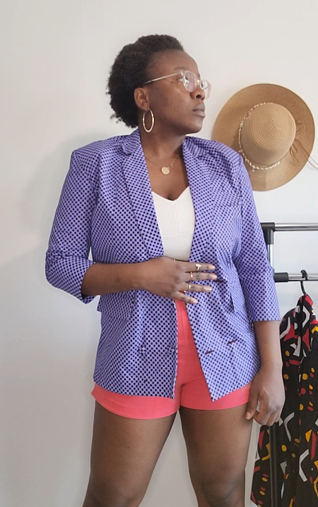 Blazer retro tissu wax damier made in sénégal