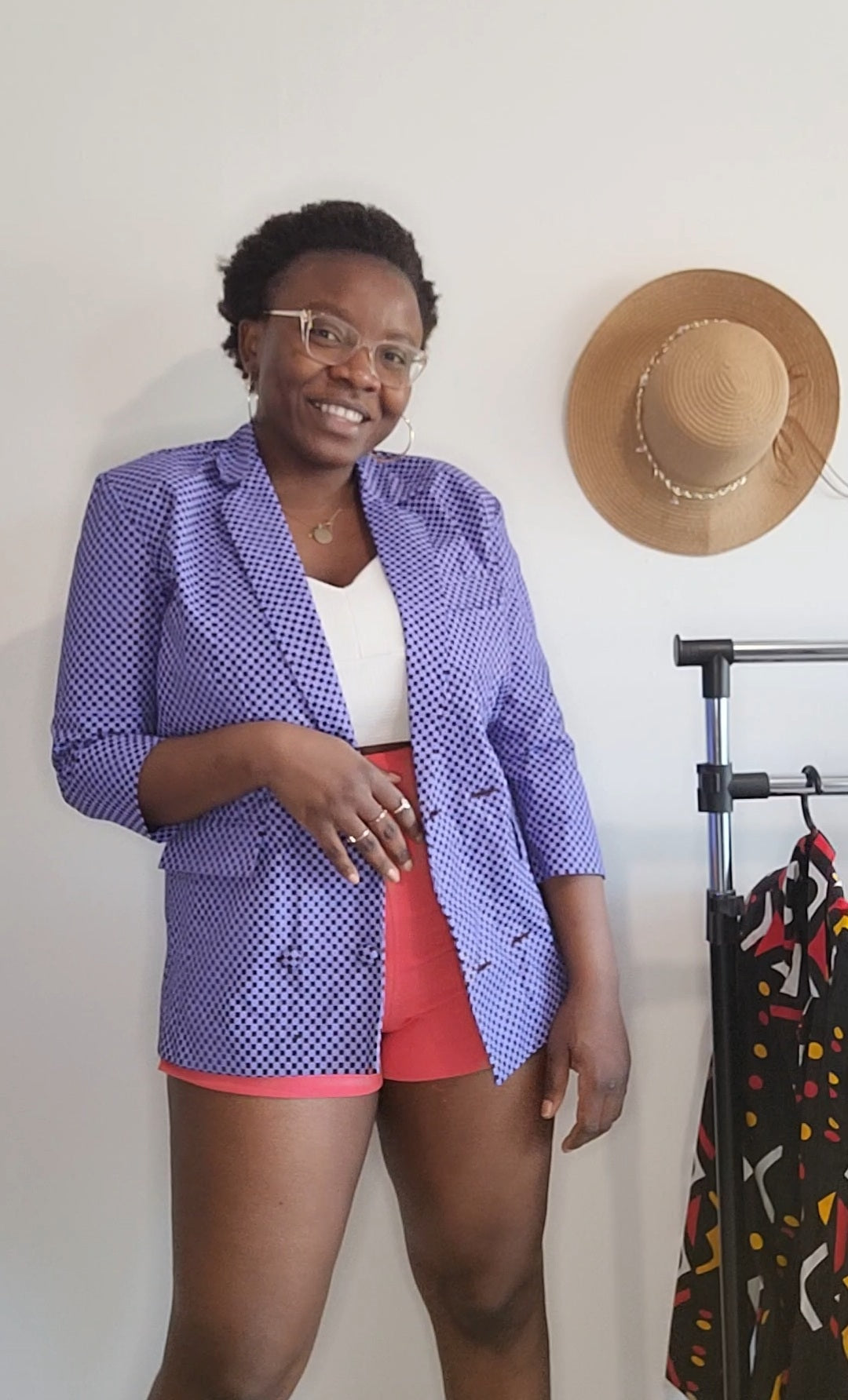 Blazer retro tissu wax damier made in sénégal