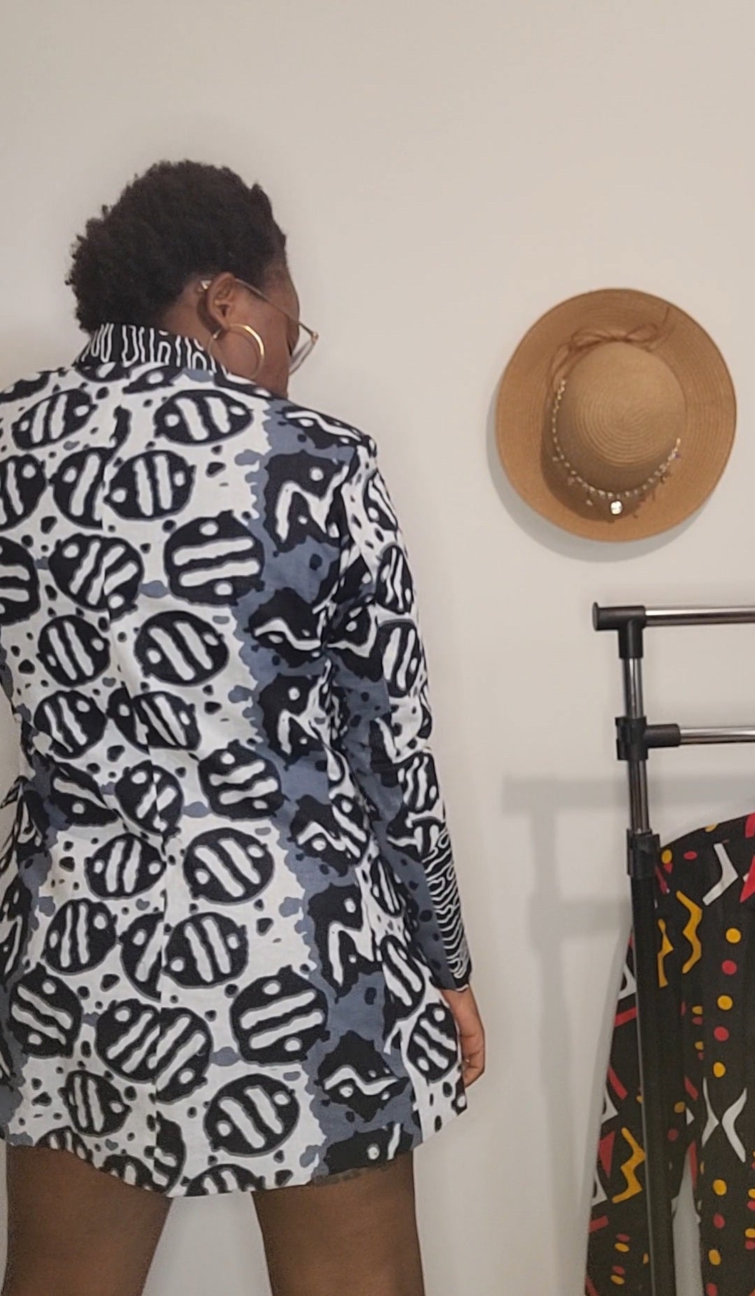 Blazer motif noir/blanc made in sénégal