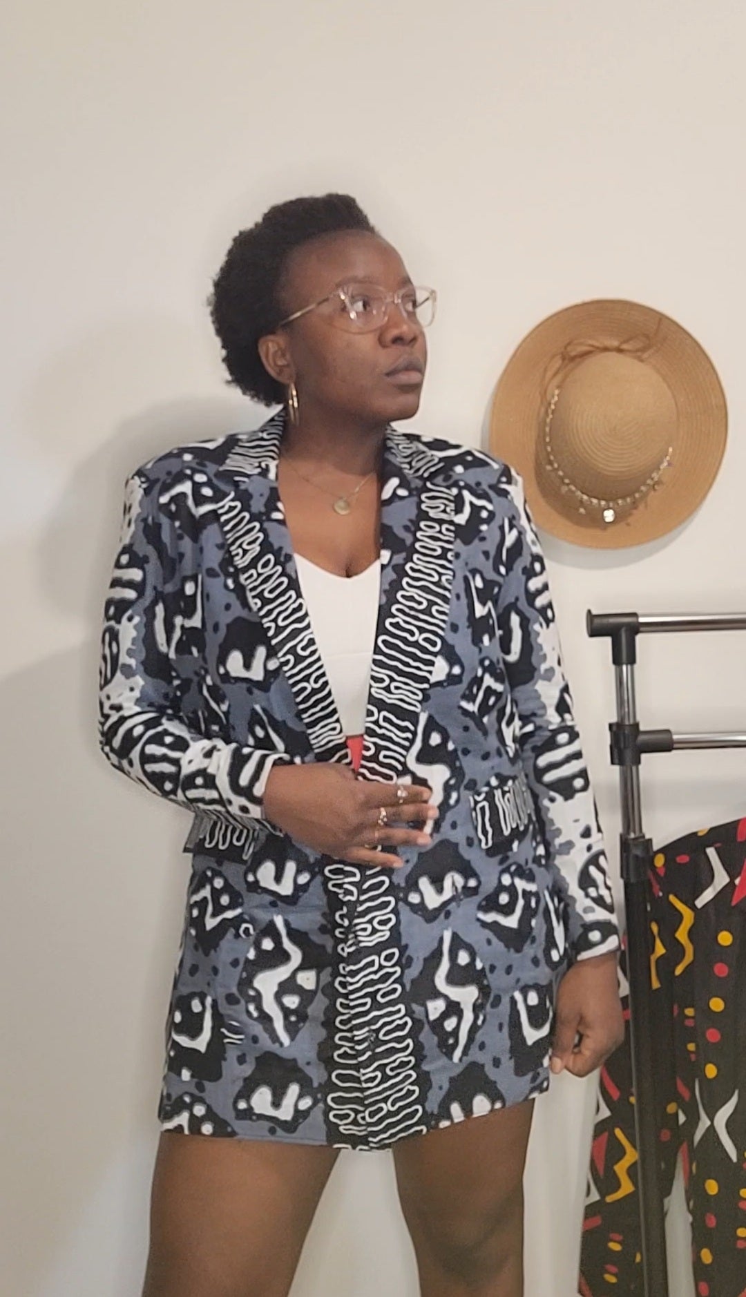 Blazer motif noir/blanc made in sénégal