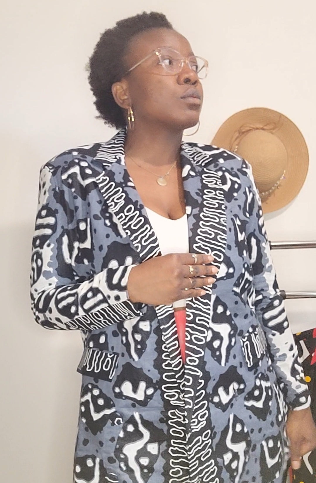Blazer motif noir/blanc made in sénégal