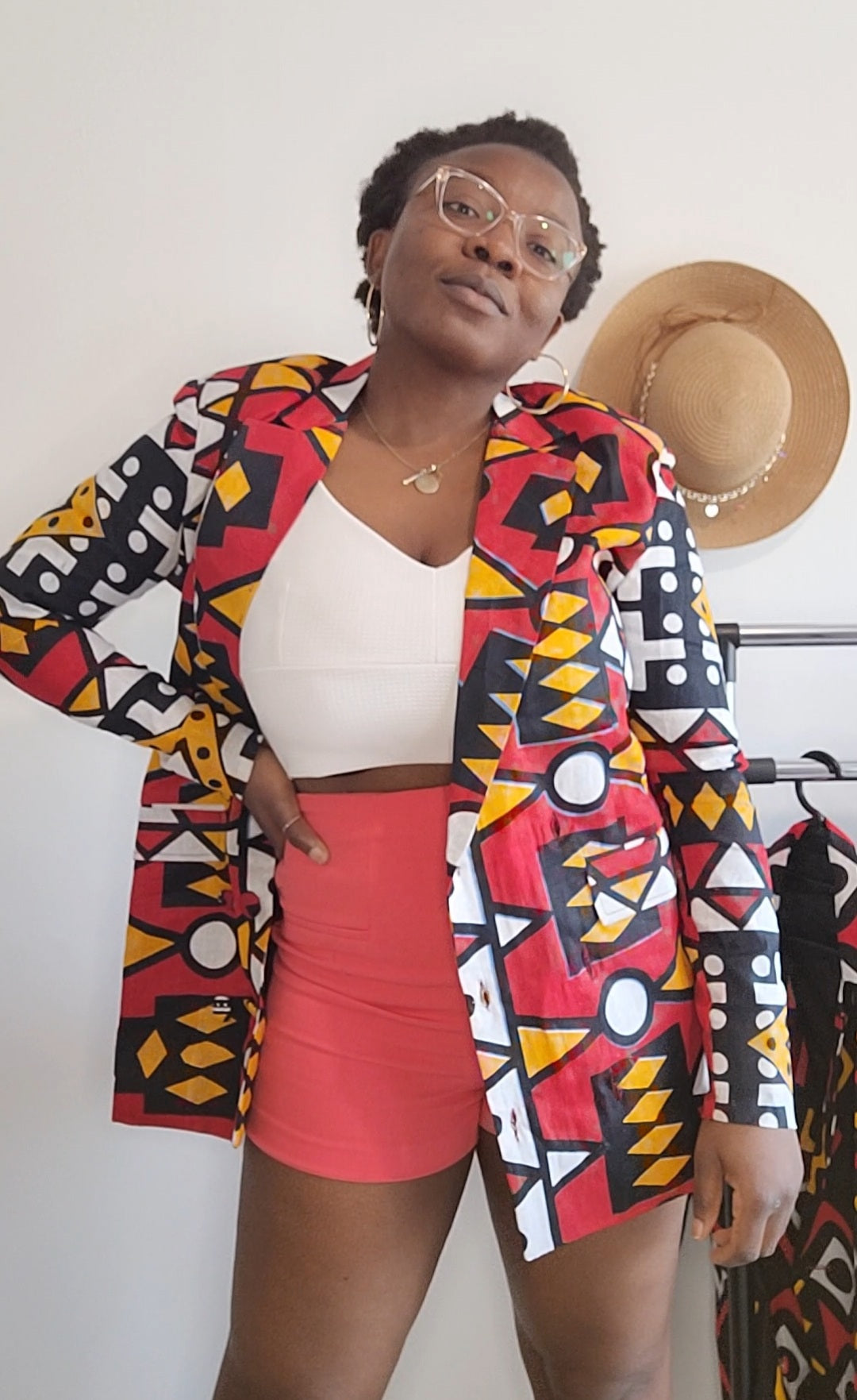 Blazer rouge unique pour femme made in sénégal
