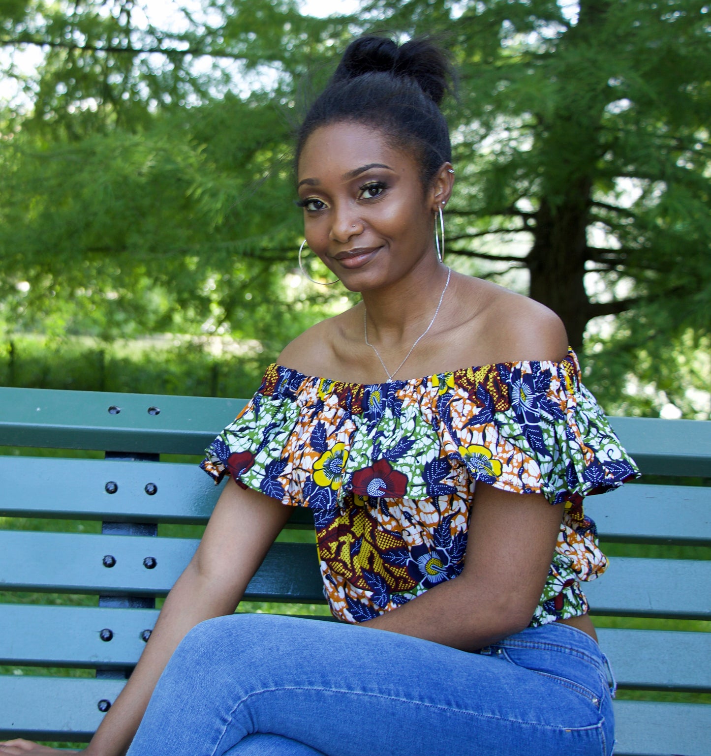CropTop avec un volant – en tissu wax africain