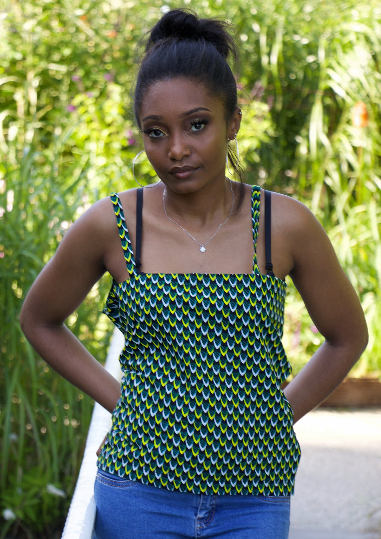 Haut tissu "écaille de poisson" vert