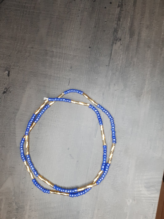 Collier de perles ou baya/binbin couleur bleu  pour les reins